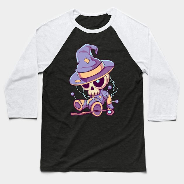 Voodoo Doll Witch Baseball T-Shirt by DionArts